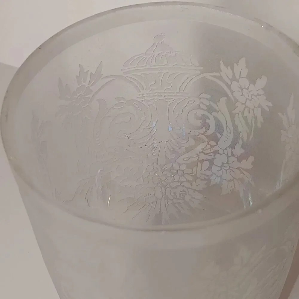 Vintage Glass Lamp Shade Frosted Iridescence Etched Victorian 5.5